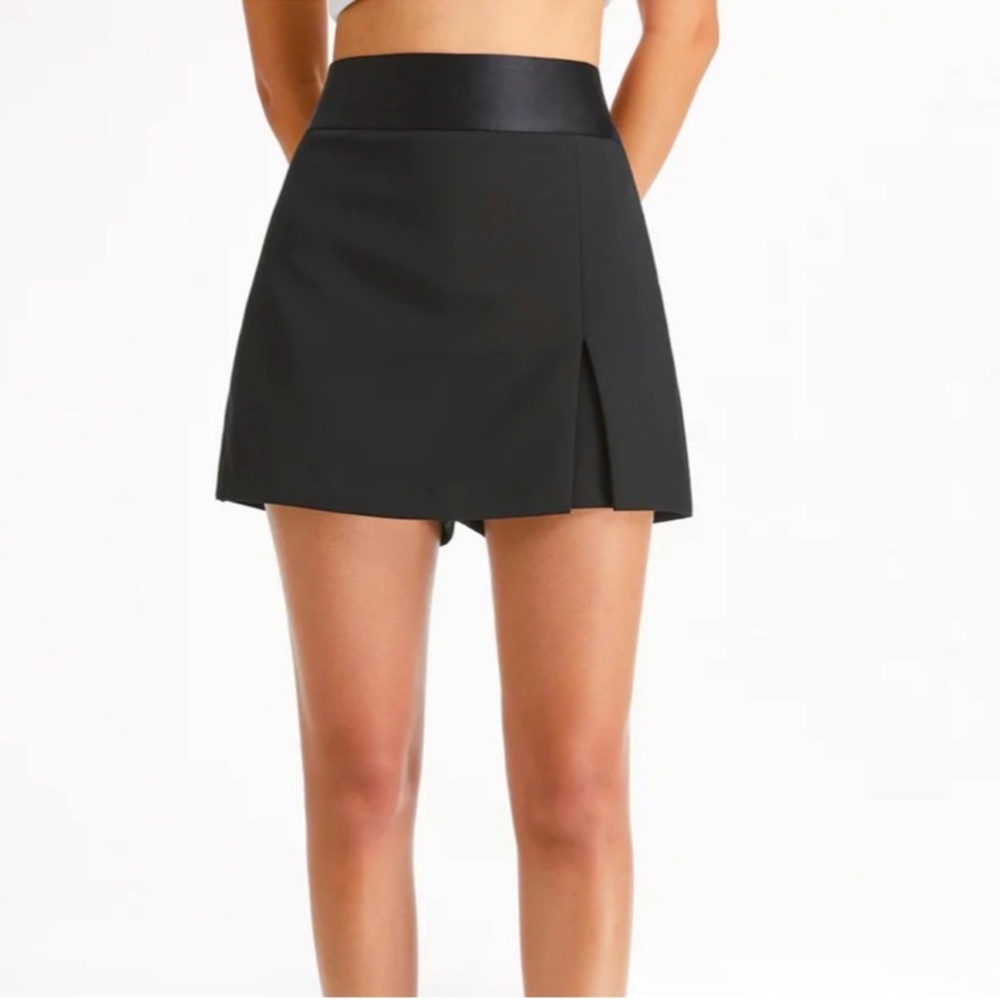 Black Mini Skirt with Slit